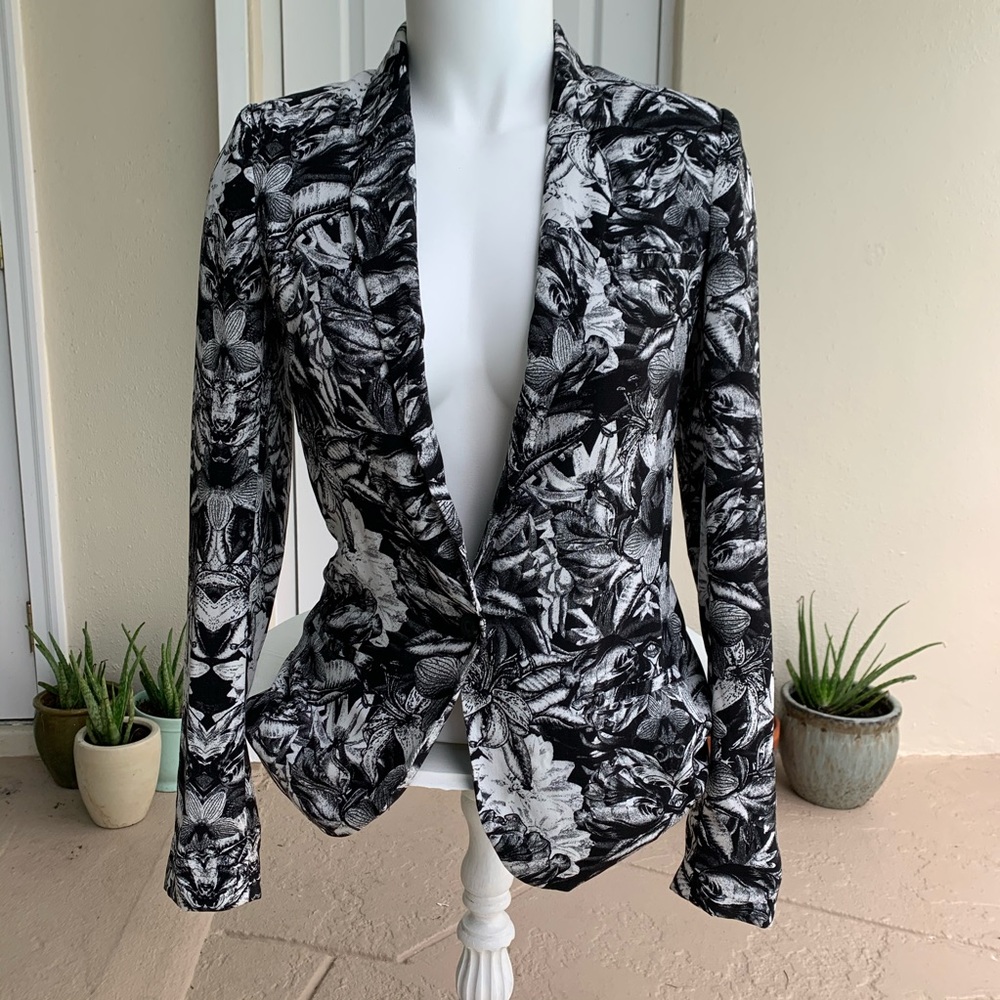 Silence & Noise Blazer Black & White Floral